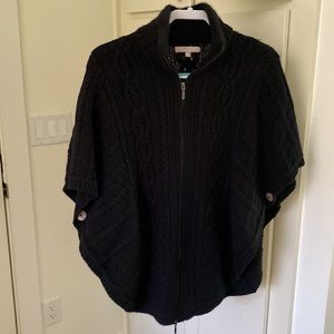 The Cashmere Project Black Cable Knit Poncho. One size.